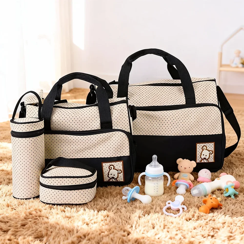 Multifunctional Crossbody Diaper Bag with Five-Piece Set