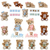 A collection of various 3D bear cake toppers in different colors and styles for birthdays and baby showers.