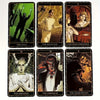 A set of ten tarot cards featuring classic horror characters like The Fool, The Magician, The Empress, and The Hierophant.