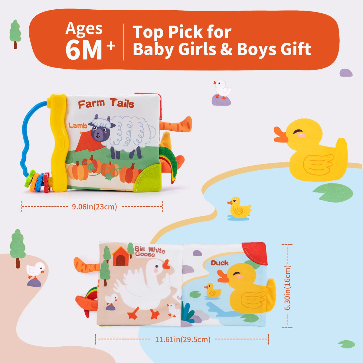 Soft Baby Cloth Book with 3D Animal Tails