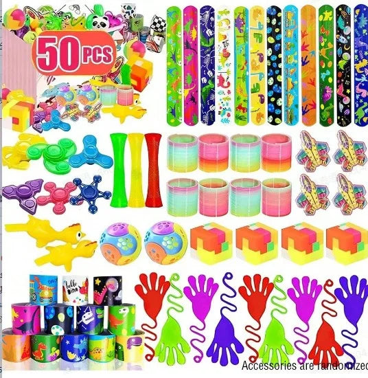 A colorful set of kids fidget toys and sensory items packaged for party favors