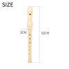 A wooden soprano clarinet with 8 holes, shown in a vertical view with size markings.