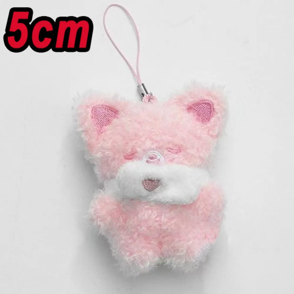 Adorable Plush Cartoon Keychain – Soft Pink Mini Pendant