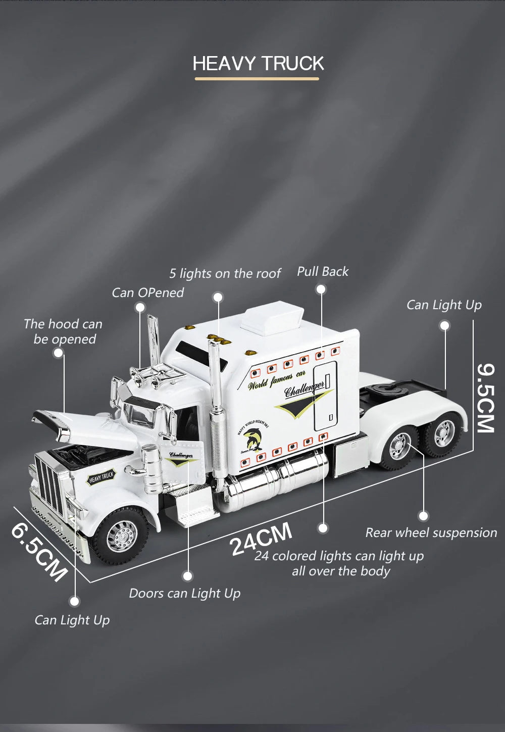 Realistic Die-Cast Peterbilt 389 Truck with Sound & Light
