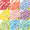 Nine rows of colorful heart-shaped acrylic beads in various shades including red, orange, blue, purple, yellow, and green.