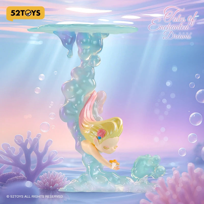 A fantasy collectible figure of a blonde elf emerging from a translucent, glowing substance in a dreamy light setting.