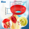 Red silicone popsicle holder with various sized openings shown alongside a yellow one.
