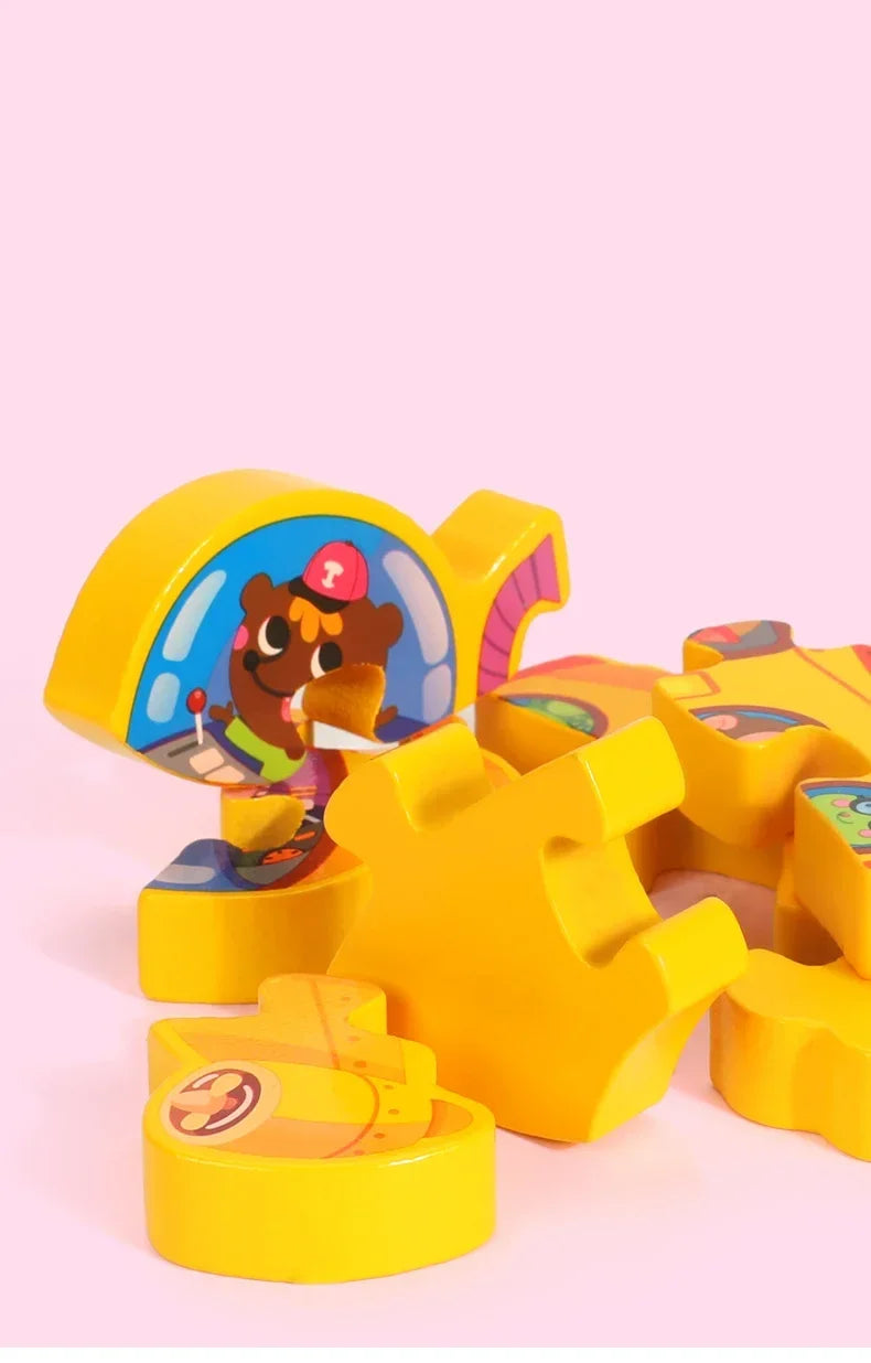 3D Wooden Tangram Puzzle Set for Kids – Cartoon Animals & Traffic Themes