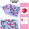 A plastic tray of round colored diamonds used for painting, showing various sizes and colors.