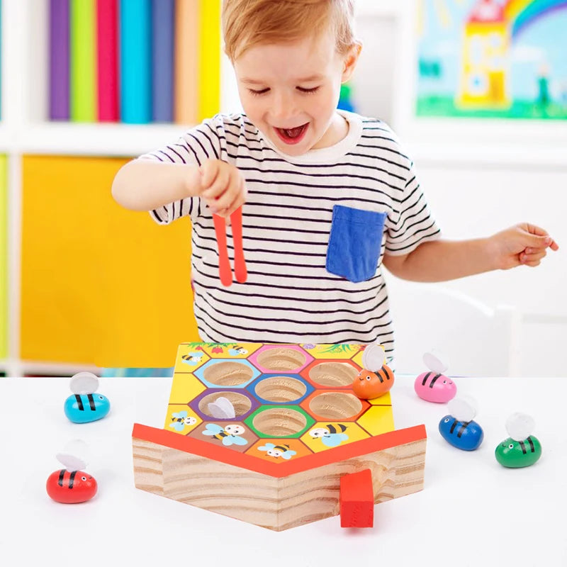 Wooden Bee Sorting & Matching Game for Toddlers