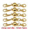 Five gold-colored magnetic clasps for jewelry making, featuring a clasp out diameter of 6mm.