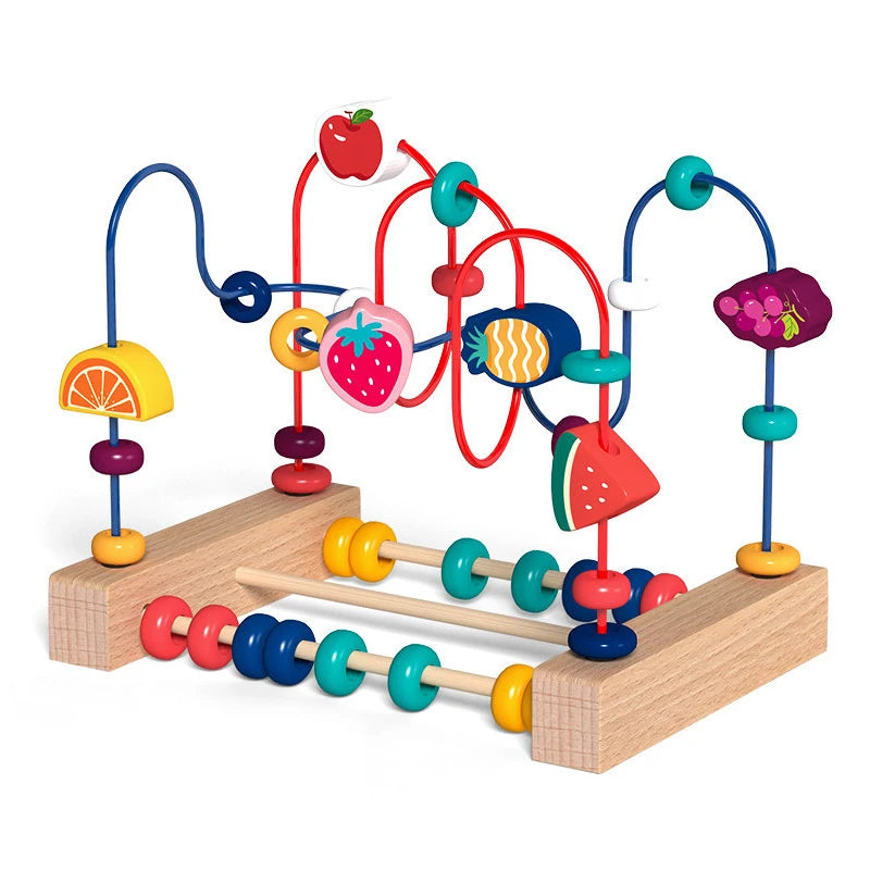 Wooden Bead Maze Roller Coaster Toy for Toddlers