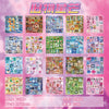 A collection of die-cut stickers featuring kawaii cyber and vintage starlight themes in various colors and designs.