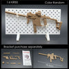 A 1:6 Kriss submachine gun model kit displayed on a white pegboard with separate bracket components.