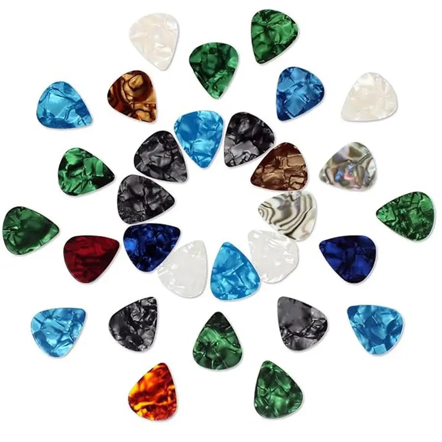 Celluloid Guitar Picks with Clear Storage Box