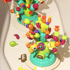 A colorful set of cactus building blocks featuring various fruits and vegetables in bright green, yellow, orange, and pink.