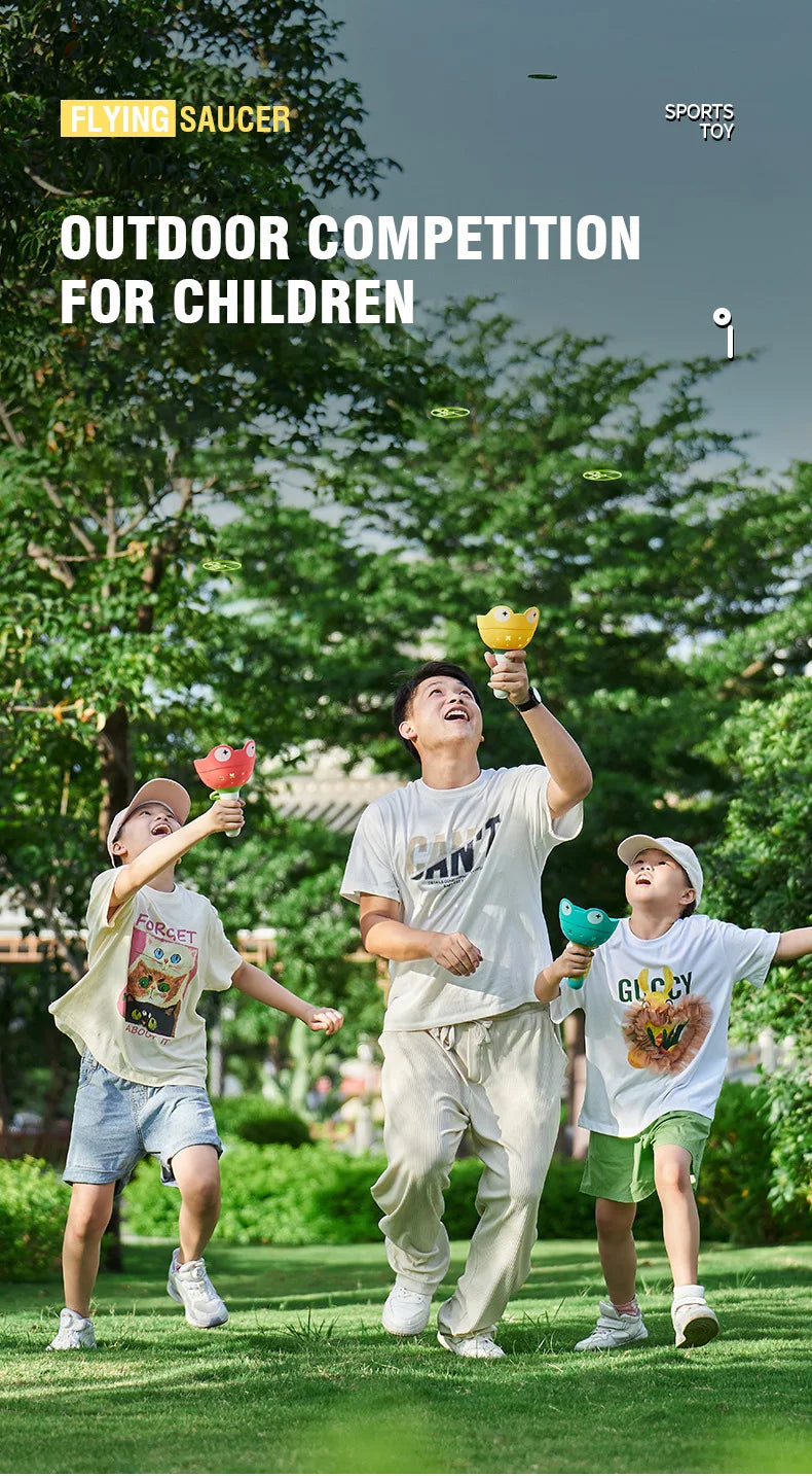 Pull-String Flying Saucer Launcher Toy for Kids