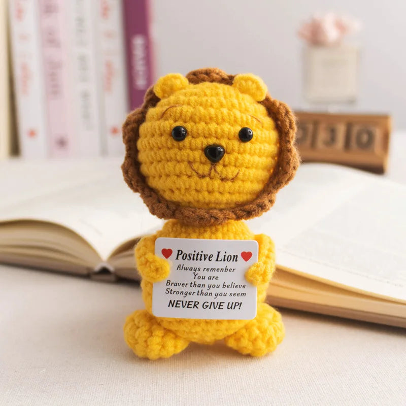 Handmade Crochet Lion Doll with Card