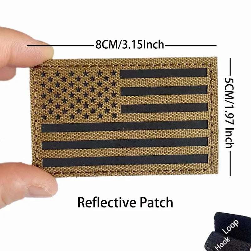 Reflective American Flag Tactical Patch with Glow-in-the-Dark Detail