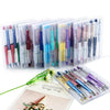 A collection of DIY beaded ballpoint pen kits in various colors and designs displayed in clear plastic packaging.