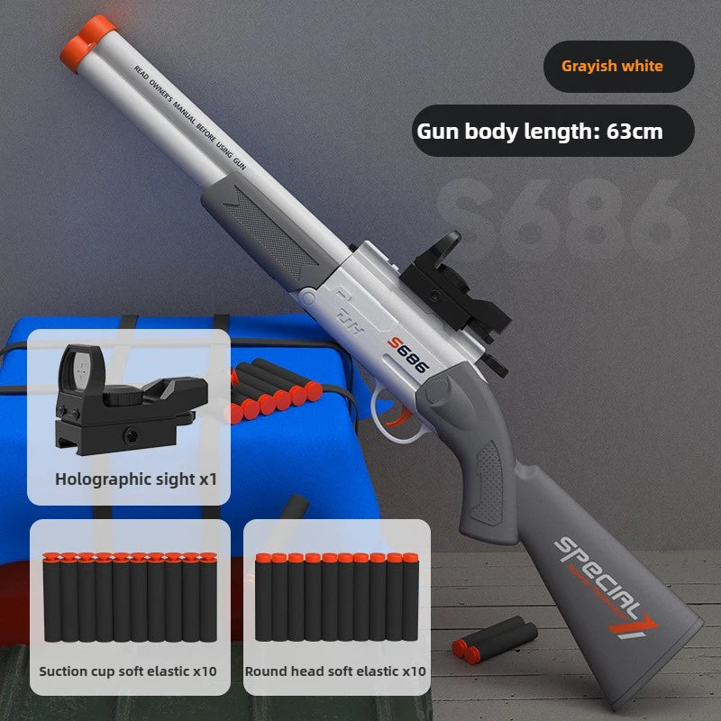 Double-Barrel Soft Bullet Toy Shotgun for Outdoor Play