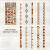 A collection of fabric-textured sticker strips for journaling and scrapbooking in various colors and patterns.