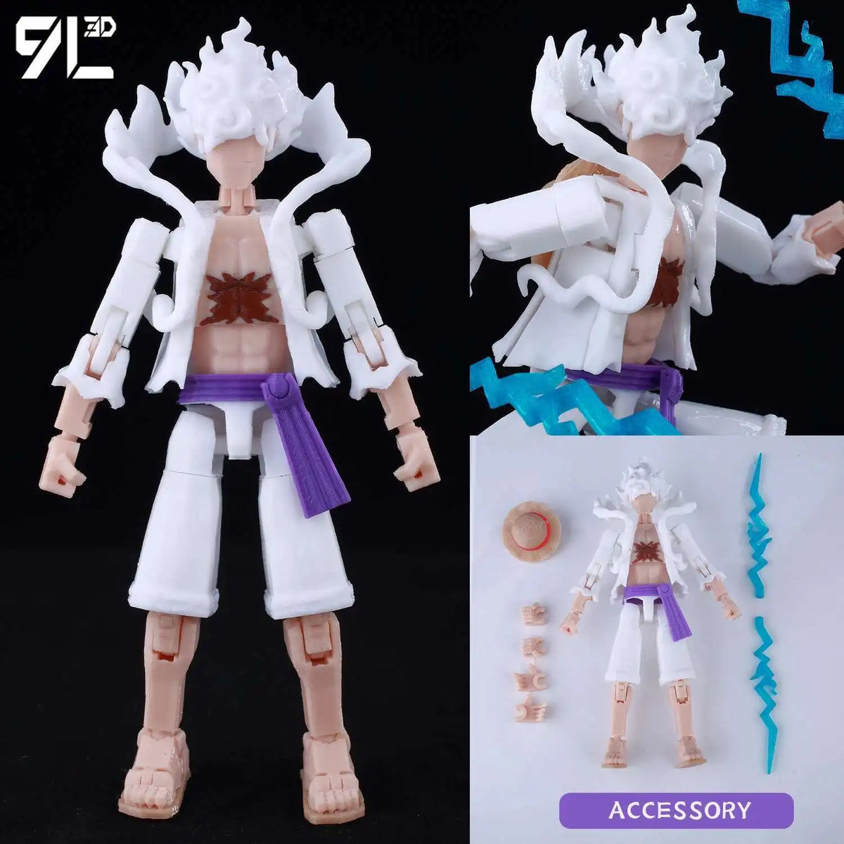 A fully articulated 14cm action figure of Yuji Itadori from Jujutsu Kaisen, featuring white hair and clothing.