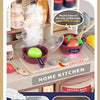 Simulation of spray gas stove and dazzling lights in a home kitchen play set