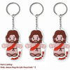 Three silver keychain charms featuring cartoon Jesus figures with beards and red sashes