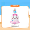 A white Chiikawa plush keychain charm shaped like a swimming ring with pink accents.