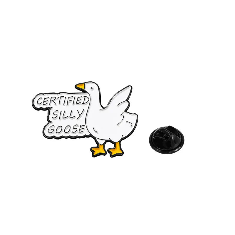 Cute Cartoon Goose Enamel Brooch Set (4-Pack)