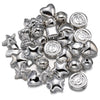 A collection of silver-toned acrylic bow and flower beads for DIY jewelry making