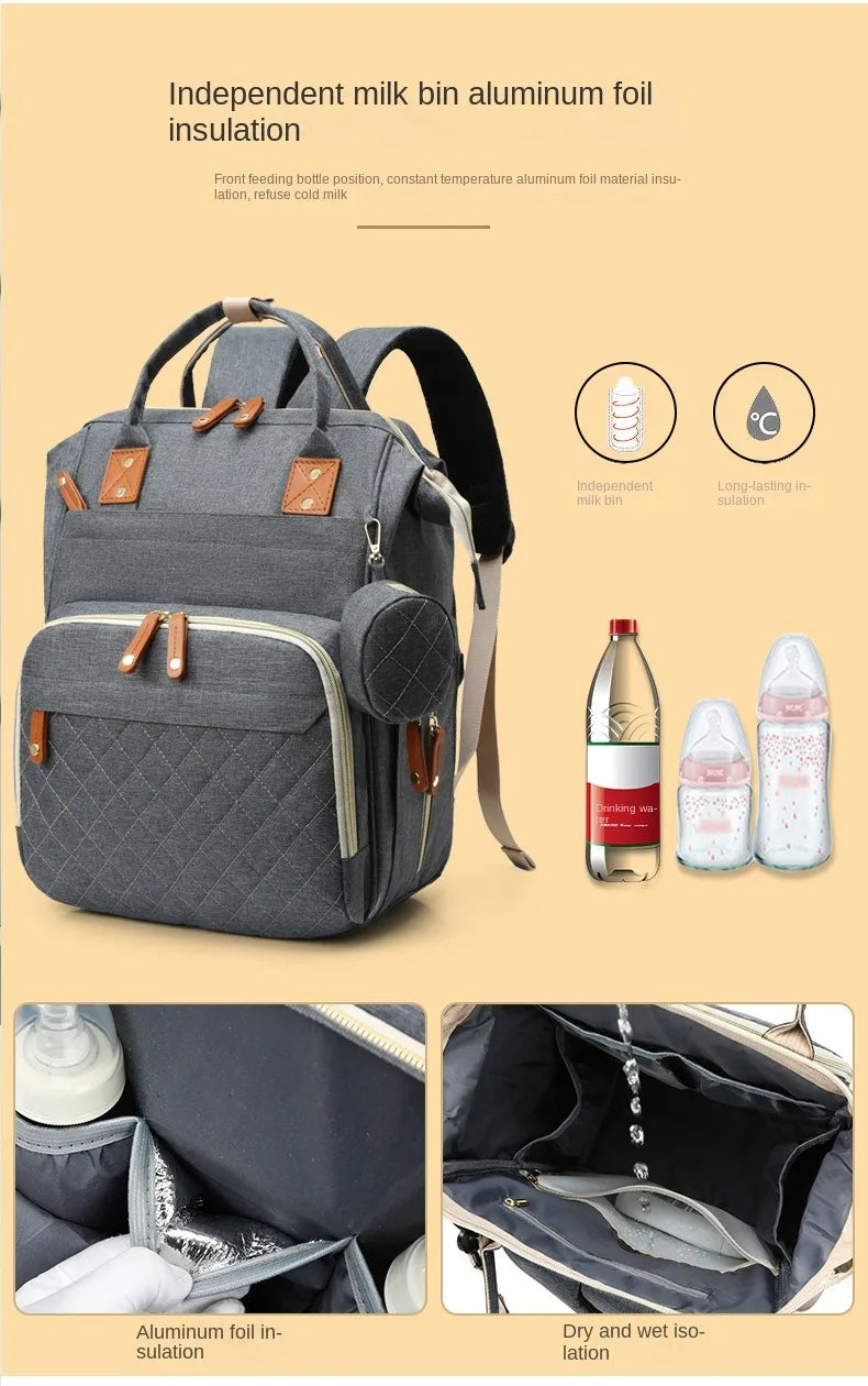 Large Waterproof Diaper Bag Backpack with Insulated Bottle Pocket