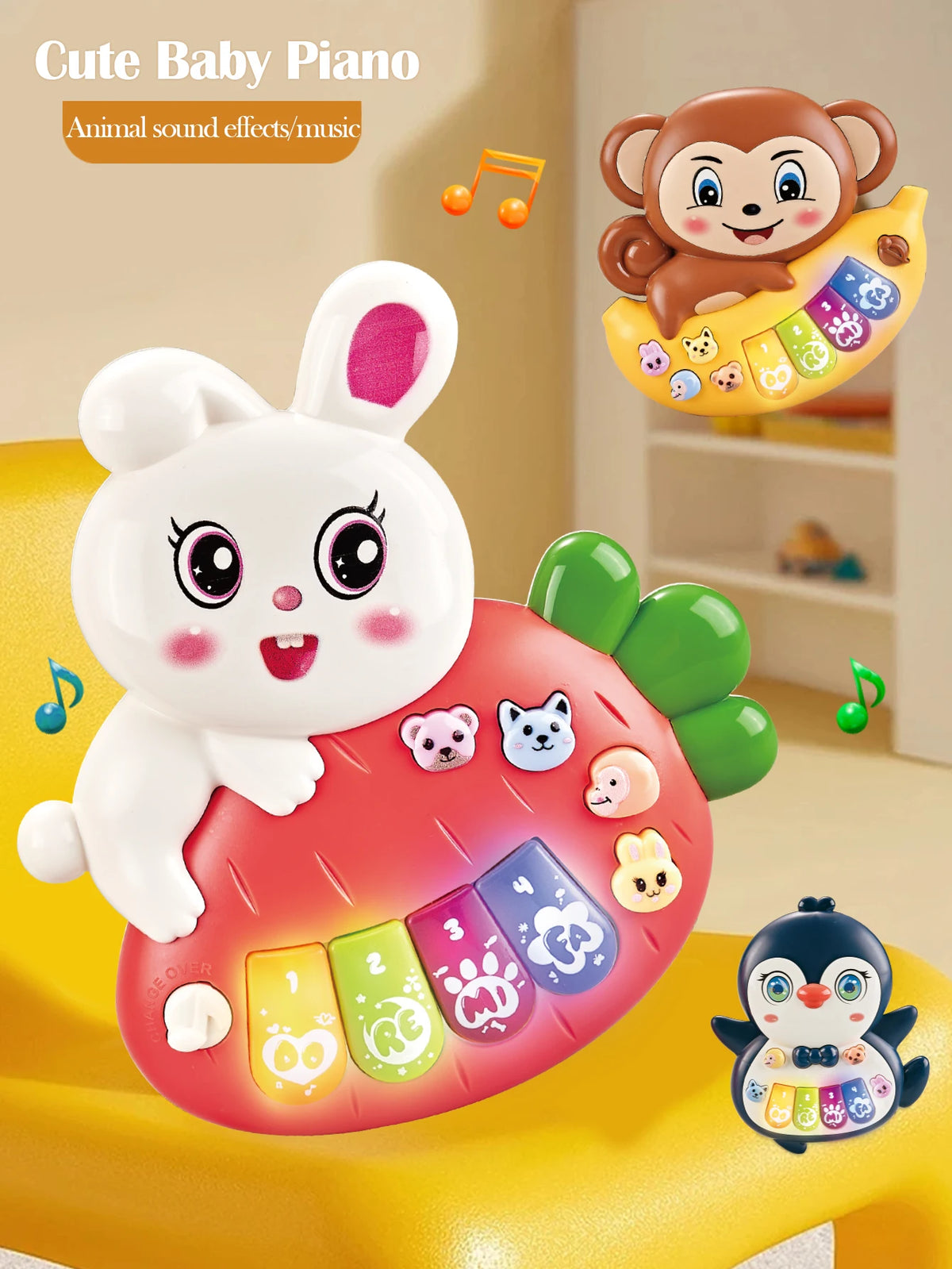 Interactive Musical Piano Toy with Animal Friends