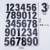 A sheet of black iron-on heat transfer patches showing a grid of numbers 1 through 9 repeated in various arrangements.
