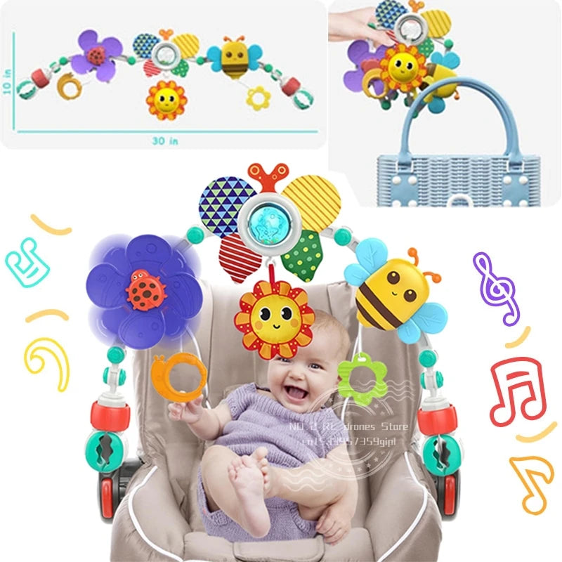 Sunflower Rainbow Baby Crib Toy with Foldable Arch