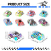 A collection of five colorful mini pull-back race cars for kids shown in various colors and angles.
