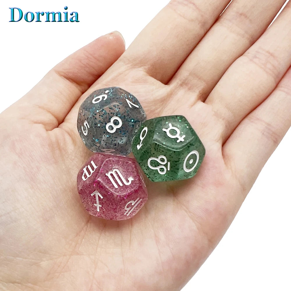 Astrology Divination Dice Set – 3 D12 Constellation Dice for Guidance and Insight