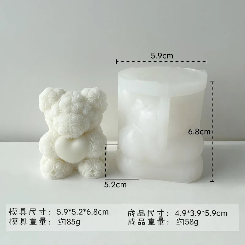 3D Bear Hug Rose Silicone Mold for DIY Crafts