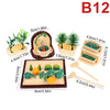 A set of forest animal miniature dollhouse furniture and plants for kids, including various figures and accessories.
