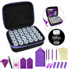 A purple diamond painting storage kit featuring an open case with multiple small containers and various tools like tweezers a