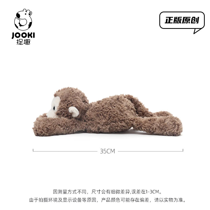A brown, fluffy monkey plush toy measuring 35cm.