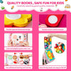 A set of felt busy books for toddlers showing various hands-on learning activities and reinforced stitching.