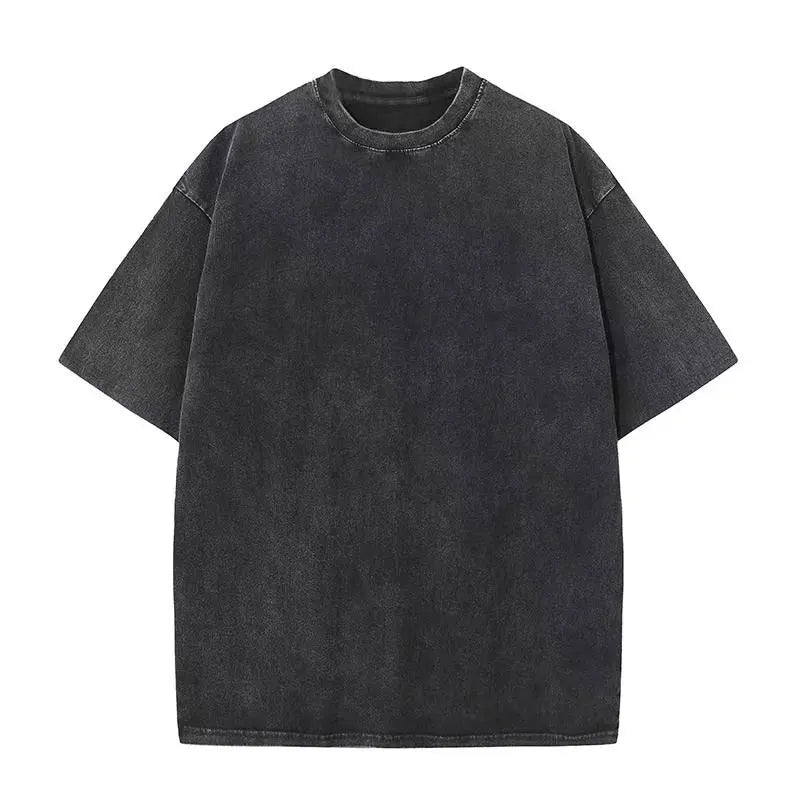 A dark gray oversized casual t-shirt with a crew neck and short sleeves.