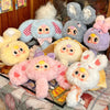 A collection of fluffy, pastel-colored blind box figures resembling baby animals and characters.