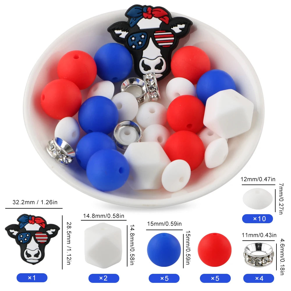 A white bowl filled with various colored silicone beads shaped like cartoon animals for DIY jewelry making