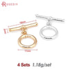 Four sets of 18K gold round O-toggle clasps for bracelets and jewelry making