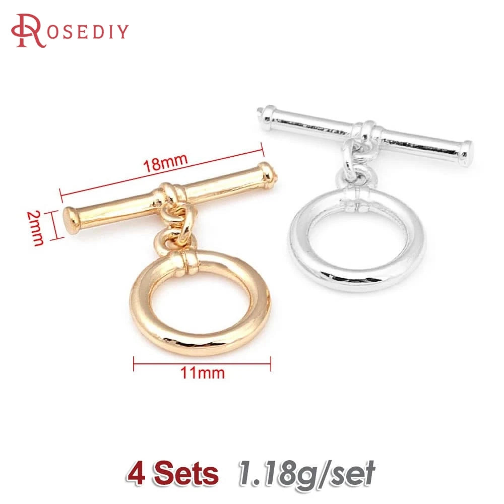Four sets of 18K gold round O-toggle clasps for bracelets and jewelry making