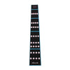A black and blue violin fretboard note sticker showing the notes A, B, C, D, E, F, G.