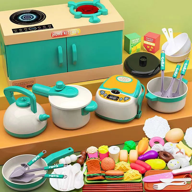 Kids Pretend Play Kitchen Set with Pots and Accessories